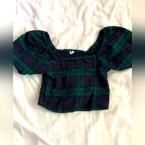 2/$20 Girl's Gap green/blue plaid crop. Sz 12